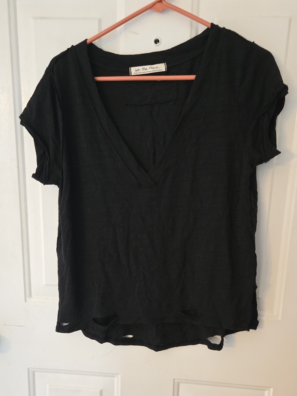 We The Free Black Short Sleeve V-Neck Tee